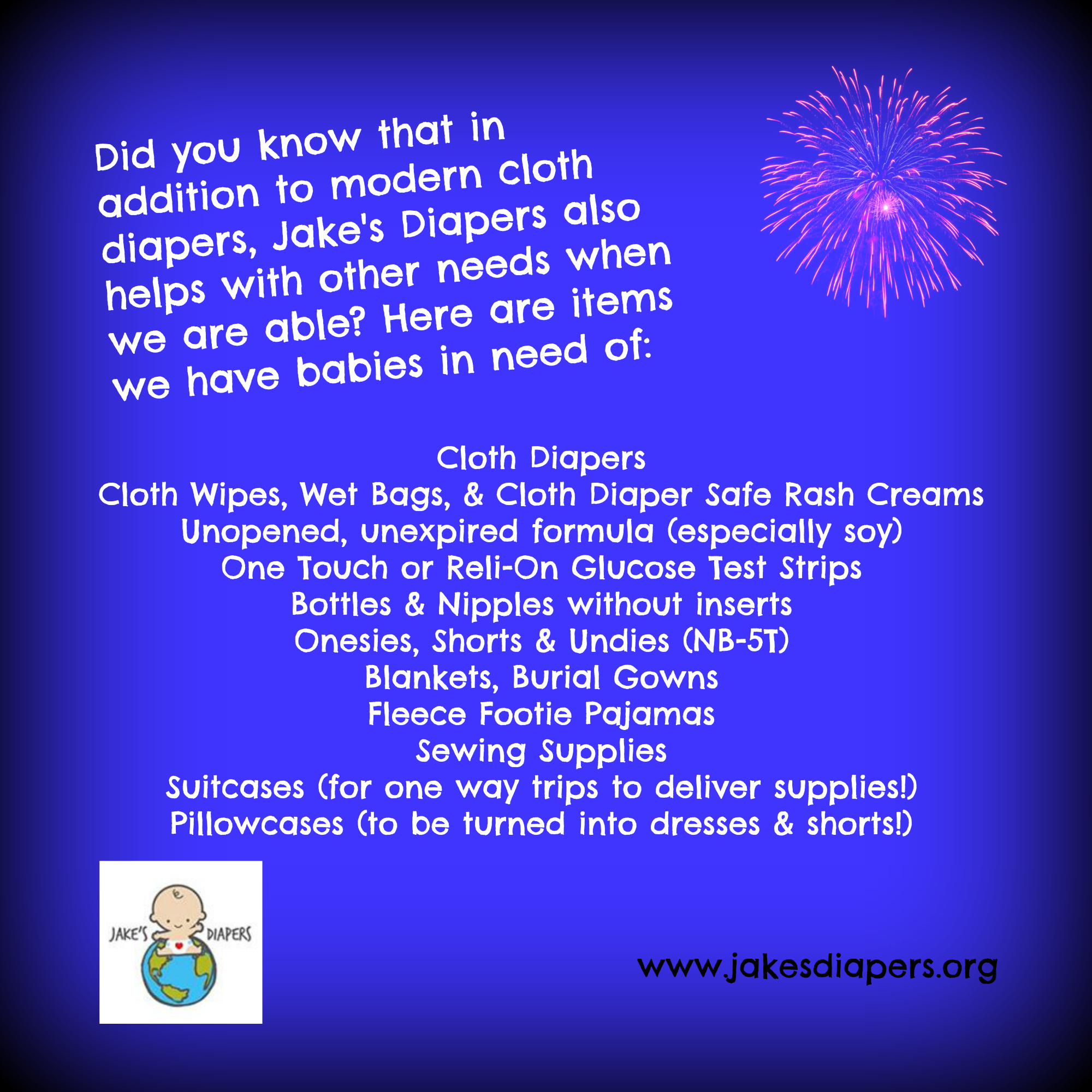 Jake's Diapers Needs List